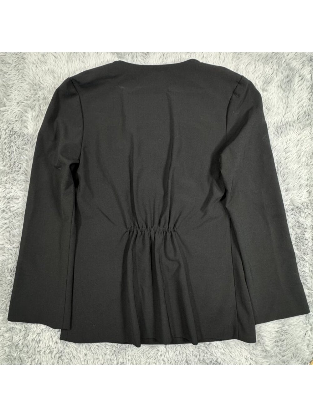 Matthew Stevens Womens Small Blouse Black Long Sleeve Knit Top Wool Blend